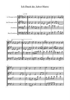 Ich dank' dir, lieber Herre, BWV 347: para quarteto de bronze by Johann Sebastian Bach