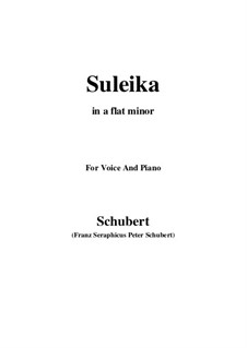 Suleika I, D.720 Op.14 No.1: For voice and piano (a flat minor) by Franz Schubert