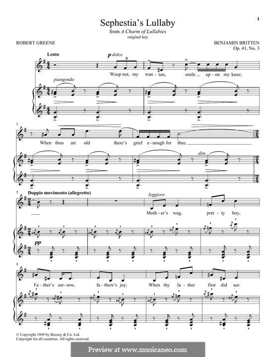 Sephestia's Lullaby: Sephestia's Lullaby by Benjamin Britten