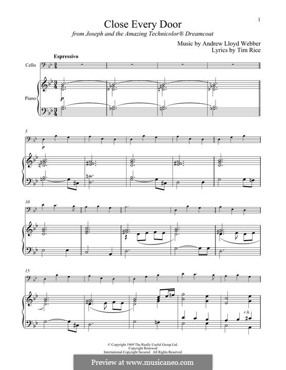Close Every Door: para Violoncelo e piano by Andrew Lloyd Webber