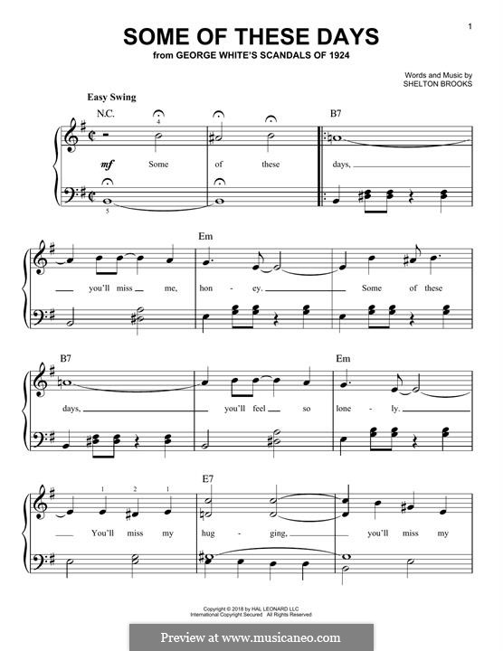 Some of These Days: Para Piano by Shelton Brooks