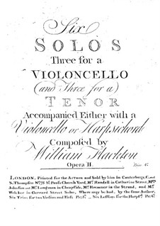 Six Solos for Cello and Viola, Op.2: Six Solos for Cello and Viola by William Flackton