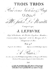Three Trios for Two Violins and Cello: violino parte I by Joseph Lefèbvre