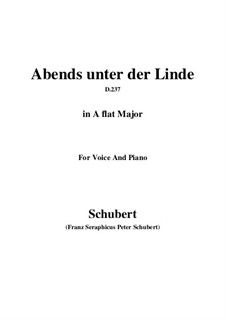 Abends unter der Linde (Evening Beneath the Linden Tree), D.237: A flat Major by Franz Schubert