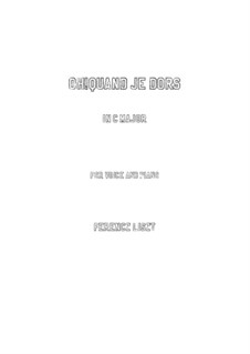 Oh, quand je dors, S.282: C maior by Franz Liszt