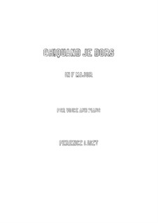 Oh, quand je dors, S.282: F Maior by Franz Liszt