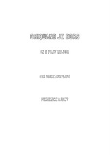 Oh, quand je dors, S.282: D flat Major by Franz Liszt