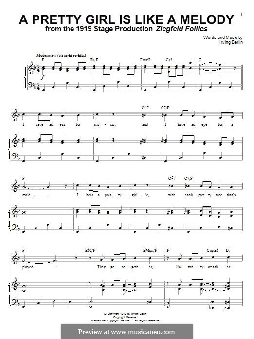 A Pretty Girl is Like a Melody: Para vocais e piano by Irving Berlin