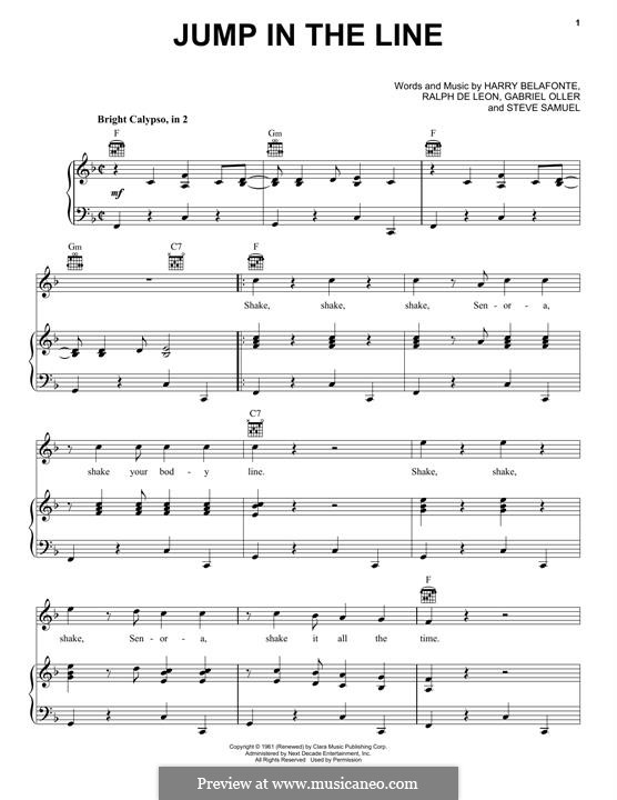 Jump in the Line (from Beetlejuice The Musical): Para vocais e piano (ou Guitarra) by Rafael De Leon, Harry Belafonte, Gabriel Oller, Steve Samuel