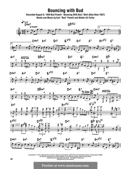 Bouncing with Bud: para saxofone tenor by Bud Powell, Walter Gil Fuller