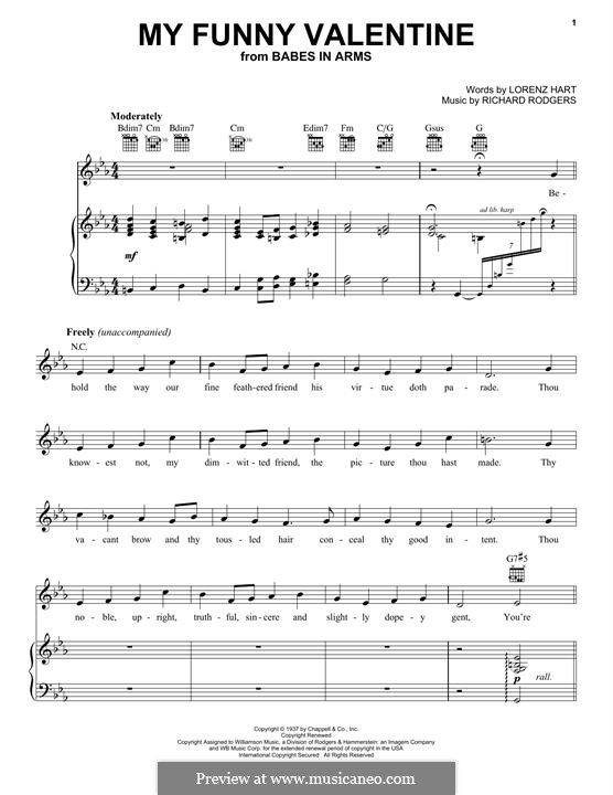 My Funny Valentine: Para vocais e piano (ou Guitarra) by Richard Rodgers