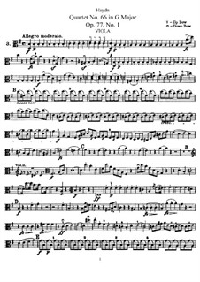 String Quartet No.66 in G Major, Hob.III/81 Op.77 No.1: parte viola by Joseph Haydn