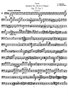 String Quartet No.66 in G Major, Hob.III/81 Op.77 No.1: parte violoncelo by Joseph Haydn