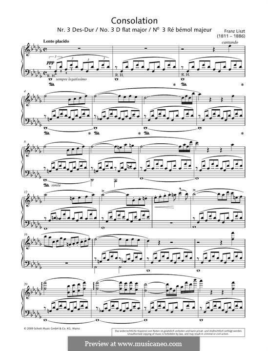 Consolations, S.172: No.3 em D flat maior by Franz Liszt