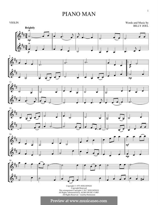Piano Man por B. Joel - Partituras on músicaNeo