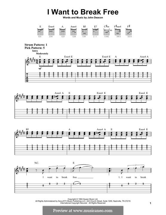 I Want to Break Free (Queen): Para guitarra com guia by John Deacon