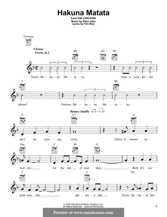 Hakuna Matata (from The Lion King): para ukulele by Elton John