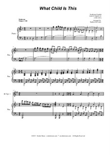 What Child is This: Duet for Bb-trumpet and piano by folklore, John H. Hopkins Jr.