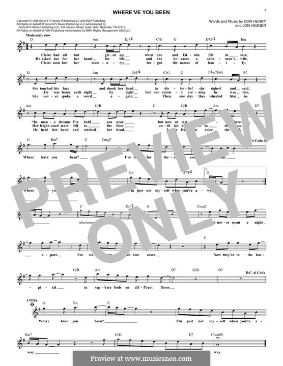 Where've You Been (Kathy Mattea): melodia by Don Henry, Jon Vezner