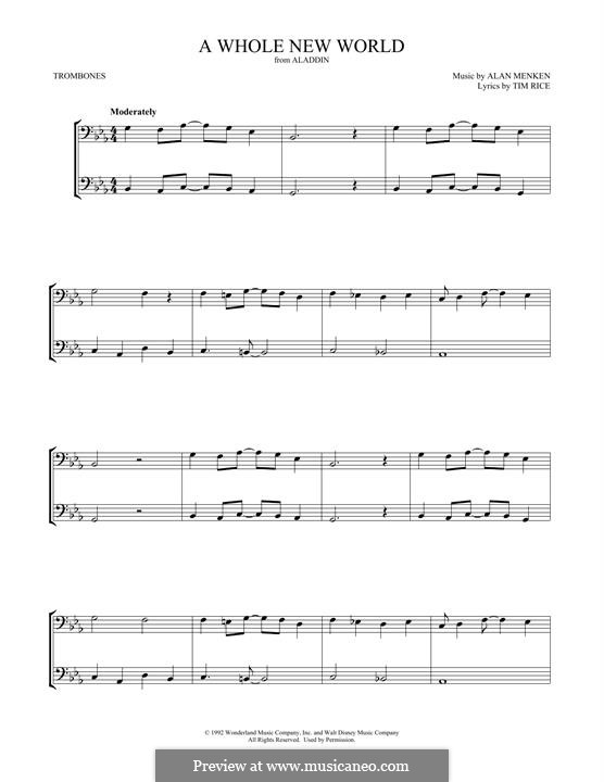 Instrument version: For two trombones by Alan Menken