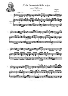 Concerto for Violin, Strings and Cembalo in B flat major, RV 364: Version for violin and cembalo (or piano) by Antonio Vivaldi