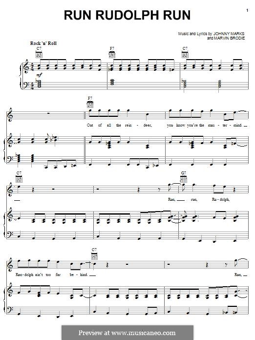Run Rudolph Run: Para vocais e piano (ou Guitarra) by Johnny Marks, Marvin Brodie