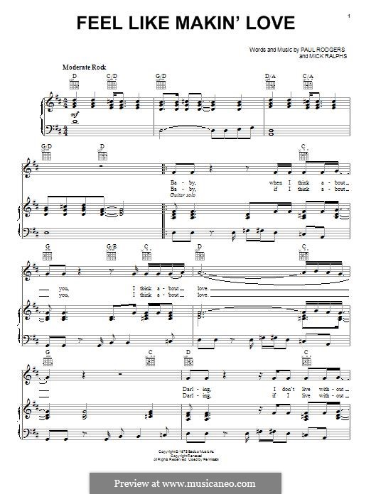Feel Like Makin' Love (Bad Company): Para vocais e piano (ou Guitarra) by Mick Ralphs, Paul Rodgers
