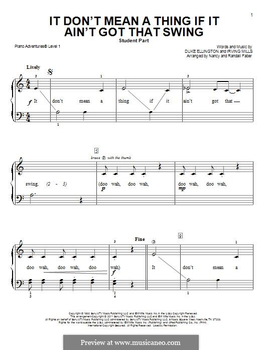 It Don't Mean a Thing (If It Ain't Got That Swing): Facil para o piano by Irving Mills, Duke Ellington