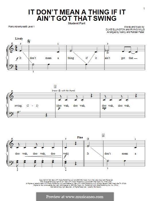 It Don't Mean a Thing (If It Ain't Got That Swing): Facil para o piano by Irving Mills, Duke Ellington