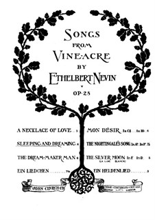 Songs from Vineacre, Op.28: No.2 Sleeping and Dreaming by Ethelbert Woodbridge Nevin