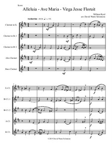 Alleluia - Ave Maria - Virga Jesse floruit: For clarinet quintet (E flat, 2 B flats, Alto and Bass) by William Byrd