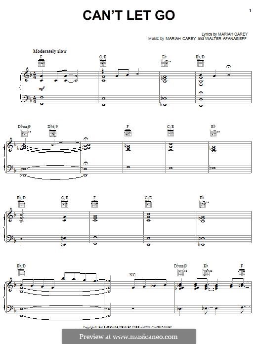 Can't Let Go (Mariah Carey): Para vocais e piano (ou Guitarra) by Mariah Carey, Walter Afanasieff