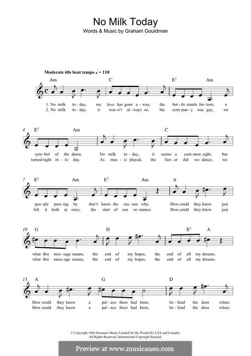 No Milk Today: melodia by Graham Gouldman