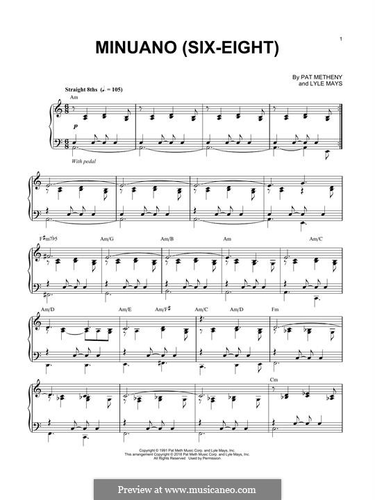 Minuano (Six-Eight): Para Piano by Lyle Mays, Pat Metheny