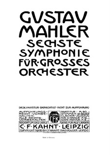Symphony No.6 in A Minor 'Tragic': partitura completa by Gustav Mahler
