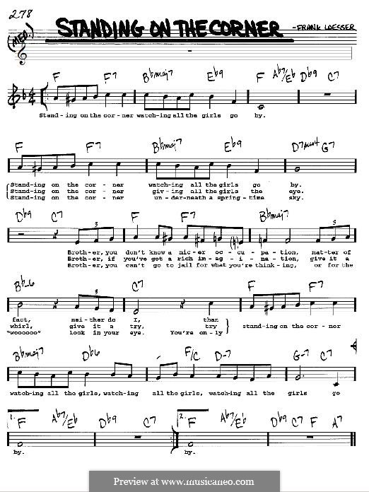 Standing on the Corner (The Four Lads): melodia by Frank Loesser