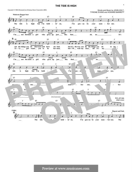 The Tide is High (Blondie): melodia by Howard Barrett, John Holt, Tyrone Evans