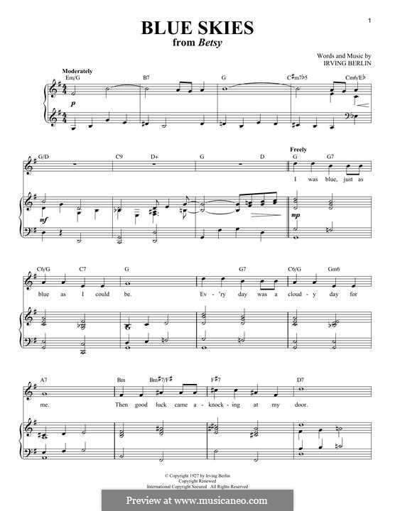 Blue Skies: Para vocais e piano by Irving Berlin