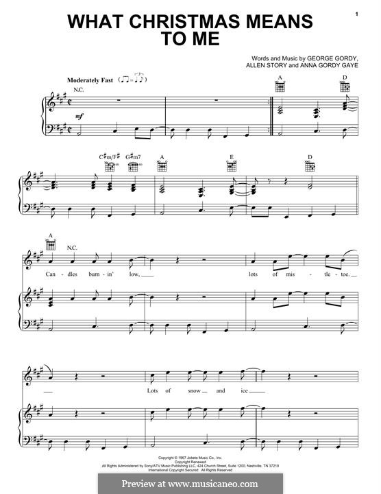 What Christmas Means To Me (Stevie Wonder): Para vocais e piano (ou Guitarra) by Allen Story, Anna Gordy Gaye, George Gordy