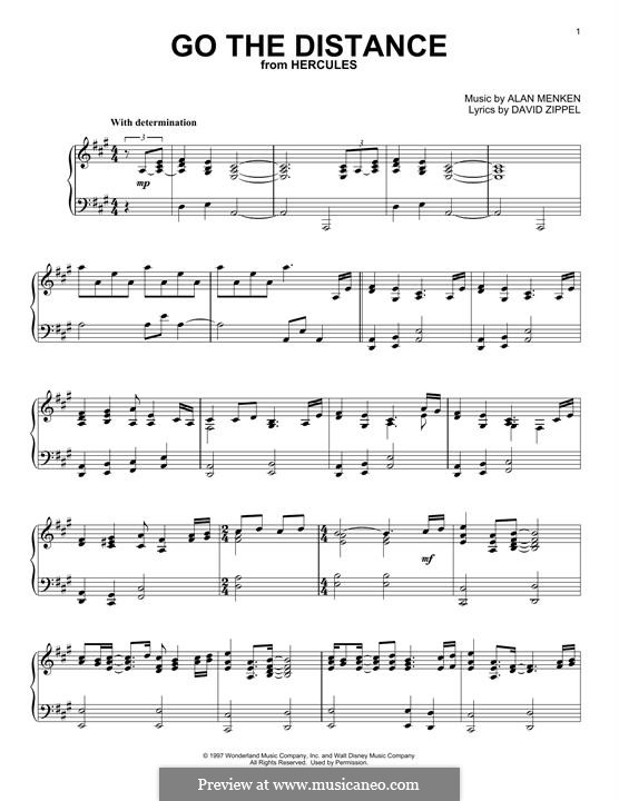 Go the Distance (from Hercules): Para Piano by Alan Menken