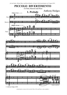 Piccolo Divetimento, Op.158: Partitura completa by Anthony Hedges