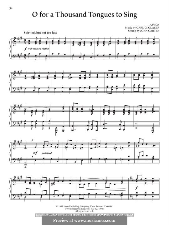 O for a Thousand Tongues to Sing: Para Piano by Сarl Glaser