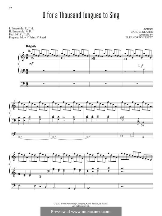 O for a Thousand Tongues to Sing: para orgãos by Сarl Glaser