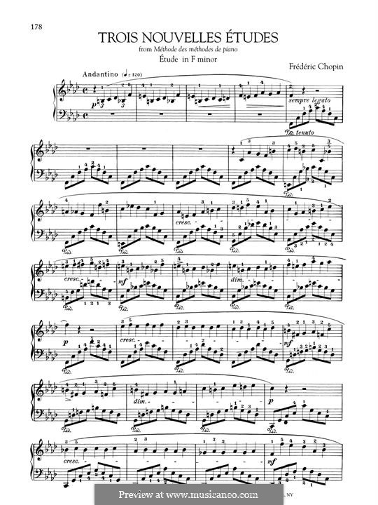 Trois nouvelles études, B.130 KK IIb/3: No.1 in F Minor by Frédéric Chopin