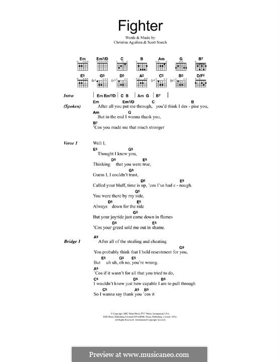 Fighter: Letras e Acordes by Christina Aguilera, Scott Storch