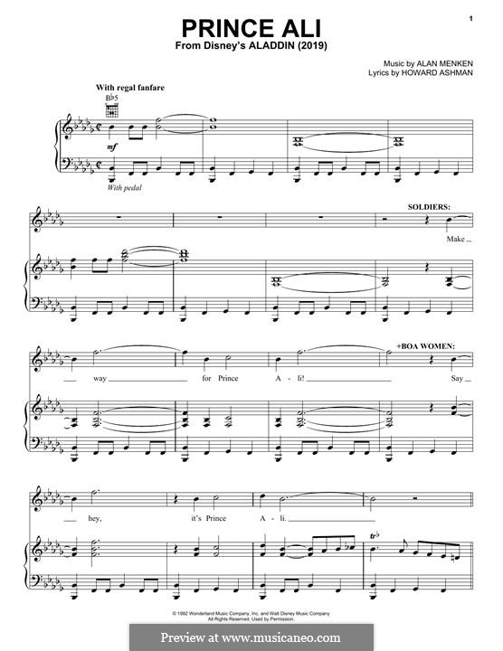 Prince Ali (from Aladdin): Para vocais e piano (ou Guitarra) by Alan Menken