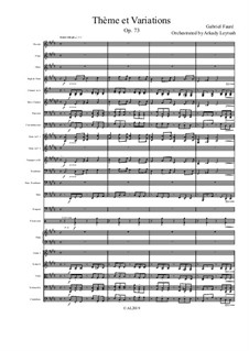 Theme and Variations for Piano, Op.73: Version for symphonic orchestra – score and parts by Gabriel Fauré