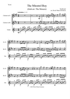 The Minstrel Boy (The Moreen): For E flat and B flat clarinets and guitar by folklore