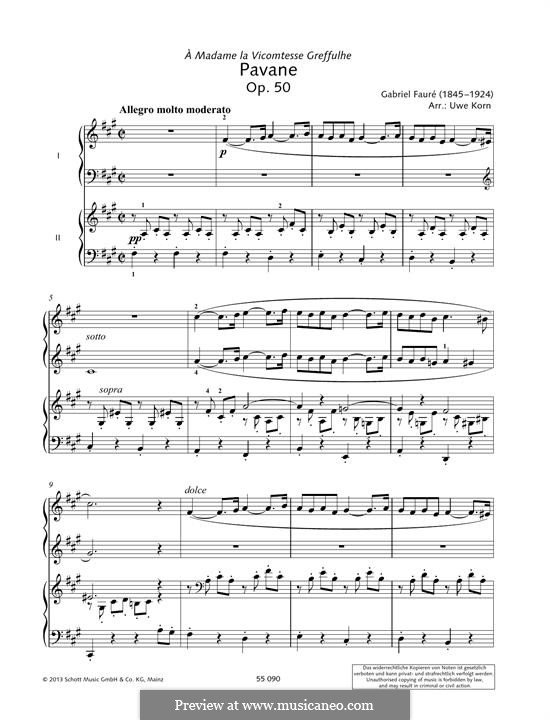Pavane, Op.50: tema para piano by Gabriel Fauré