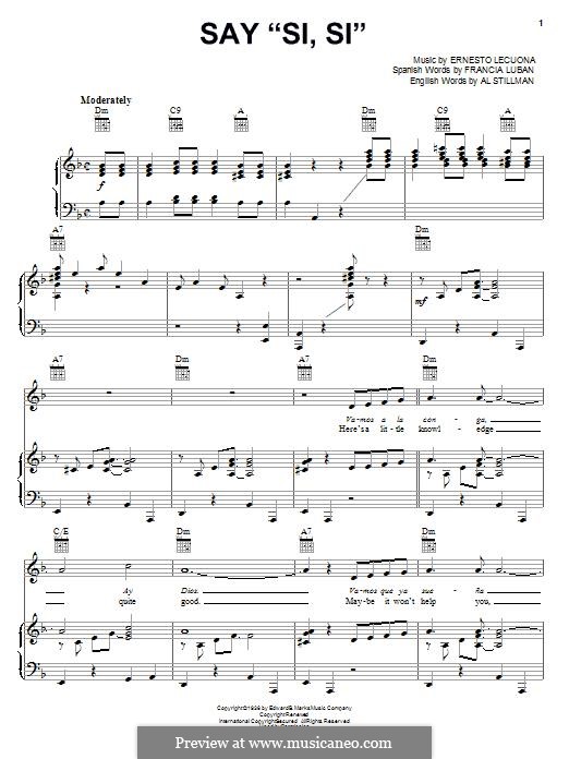 Say 'Si, Si' (Glen Miller): Para vocais e piano (ou Guitarra) by Ernesto Lecuona